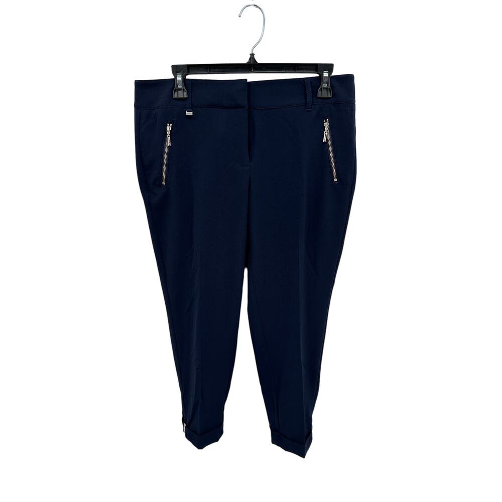 White House Black Market NWT Navy Drapey Crop Pant Zipper Gold Hardware // 6